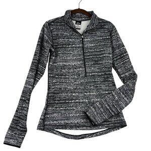 Nike Pro Half Zip Sweatshirt Size M Black Print Dri-Fit Pullover Thumbholes